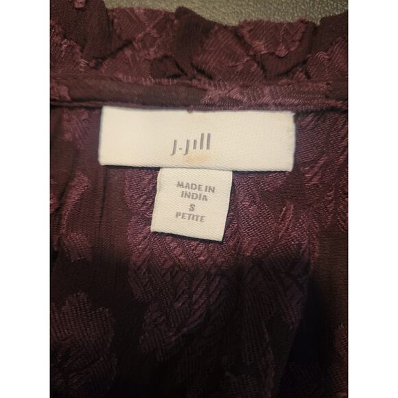 J Jill Purple Small Petite Lace Peasant Boho Old Money Textured Floral Blouse‎ - Picture 4 of 5